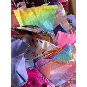 Cotton Fabric Remnants 3 Pounds Quilting Sewing Scrap Lot Rainbow Pink Purple